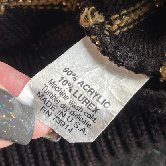 Alfred Dunner Sweater Womens Plus Size 2X (tag3X) Gold Black Shimmer Long Sleeve - Picture 5 of 9